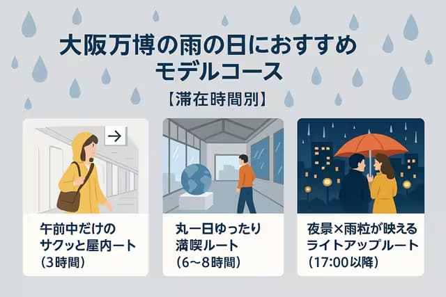 大阪万博の雨の日におすすめモデルコース【滞在時間別】