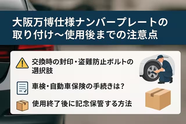 大阪万博仕様ナンバープレートの取り付け～使用後までの注意点