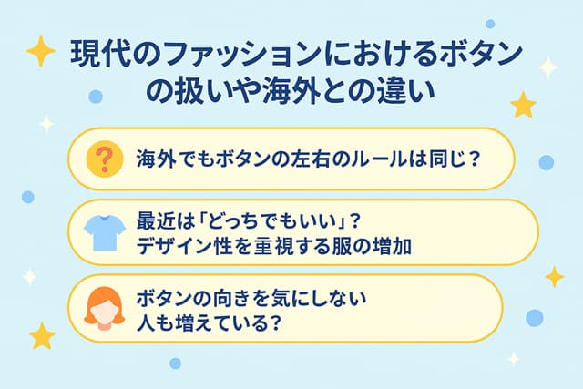 現代のファッションにおけるボタンの扱いや海外との違い